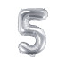 Partydeco Folienballon Zahl 5 klein 35 cm, silber, 1 Stück