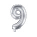 Partydeco Folienballon Zahl 9 klein 35 cm, siber, 1 Stück