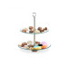 relaxdays Etagere rund, 2-stufig, Silber/Transparent
