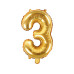 Partydeco Folienballon Zahl 3 klein 35 cm, gold, 1 Stück
