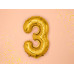 Partydeco Folienballon Zahl 3 klein 35 cm, gold, 1 Stück