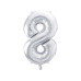 Partydeco Folienballon Zahl 8 gross 86 cm, silber, 1 Stück