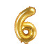 Partydeco Folienballon Zahl 6 klein 35 cm, gold, 1 Stück