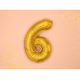 Partydeco Folienballon Zahl 6 klein 35 cm, gold, 1 Stück