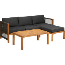Acamp Loungeset Malaga Schwarz/Braun, 3 Sitzplätze