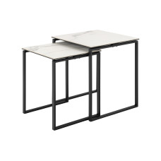 AC Design Couchtisch Katrine 2er Set 43/50 x 50/55 cm, Weiss