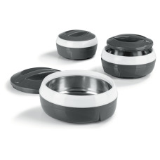 GOURMETmaxx Thermo-Schüssel Set 3 Tlg. Grau/Weiss