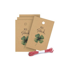 Braun + Company Geschenkanhänger Viel Glück 5 Stück, Braun