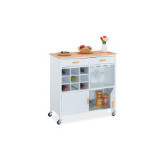 relaxdays Küchenwagen 86 x 88.5 x 41 cm, Braun / Weiss
