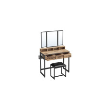 VASAGLE Schminktisch mit Hocker und Spiegel Vintage braun/Schwarz
