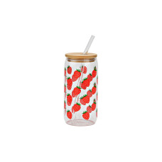G. Wurm Trinkglas Erdbeere 500 ml, 1 Stück, Rot/Transparent