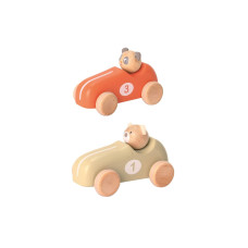 Spielba Holzspielwaren Rückzugautos Bär und Panda assortiert