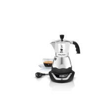 Bialetti Espressokocher Moka Timer 6 Tassen, Schwarz/Silber