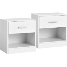 VASAGLE Nachttisch 39 x 27.6 x 41 cm, Weiss, 2er Set