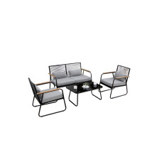 Acamp Loungeset Paxos, Bambus/Anthrazit, 4 Sitzplätze