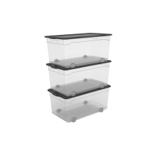 Rotho Aufbewahrungsbox 3 Stück, Schwarz/Transparent