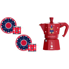 Bialetti Moka Express 3 Tassen, Rot/Blau