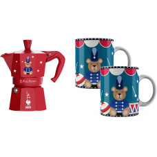 Bialetti Moka Express 6 Tassen, Rot/Blau