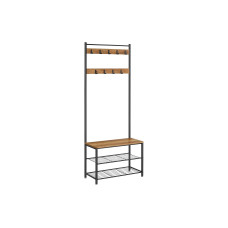 VASAGLE Garderobe mit Schuhregal 32 cm x 175 cm, Braun/Schwarz