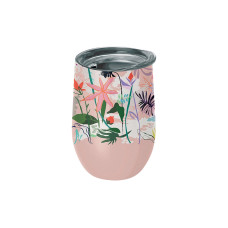 BioLoco Thermobecher Office-Marsh flowers 420 ml, Grün/Rosa