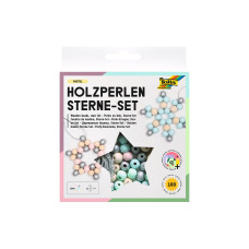 Folia Holzperlen Sterne Pastell, 160-teilig