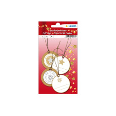 Herma Stickers Geschenkanhänger Weihnachten Ø 5 cm, Gold, 4 Stück Herma Stickers Geschenkanhänger Weihnachten Ø 5 cm, Gold, 4 Stück
