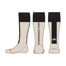 Heat Experience Beheizbare technische Socken mit Batterien Sand/Schwarz L
