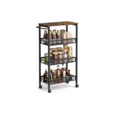 VASAGLE Nischenwagen Industrial 45.4 x 77 x 13 cm, Braun/Schwarz VASAGLE Nischenwagen Industrial 45.4 x 77 x 13 cm, Braun/Schwarz