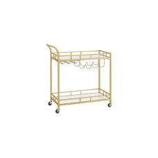 VASAGLE Servierwagen mit Glasplatten 38 x 77.5 cm, Gold VASAGLE Servierwagen mit Glasplatten 38 x 77.5 cm, Gold
