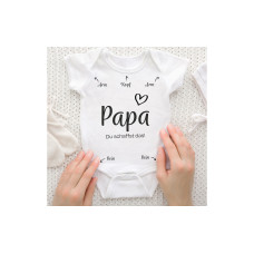 Trendcompany Babybody Papa du schaffst das, 62/68, Weiss