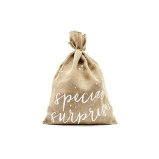 Partydeco Geschenkbeutel Special Surprise Beige/Weiss