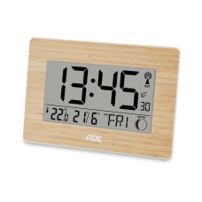 ADE Digitale DCF-Funkuhr mit XXL-Ziffern Bambus-Weiss