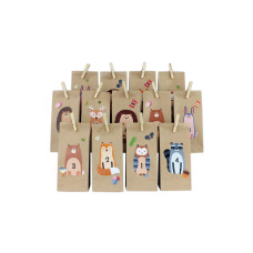 G. Wurm Adventskalender Tüten mit Klammern Tiere, 24 Stück