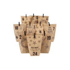G. Wurm Adventskalender Tüten mit Klammern Weihnachtsmotiv, 72 Teile