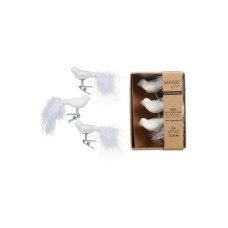 INGES CHRISTMAS DECOR Weihnachtsschmuck Vogel 3 Stück, Weiss