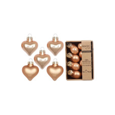 INGES CHRISTMAS DECOR Weihnachtskugel Herz 8 Stück, Goldbraun