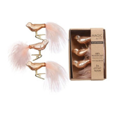 INGES CHRISTMAS DECOR Weihnachtsschmuck Vogel 3 Stück, Goldbraun