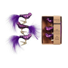 INGES CHRISTMAS DECOR Weihnachtsschmuck Vogel 3 Stück, Lila