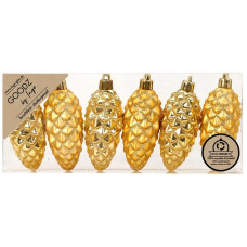 INGES CHRISTMAS DECOR Weihnachtsschmuck Zapfen 6 Stück, Goldgelb
