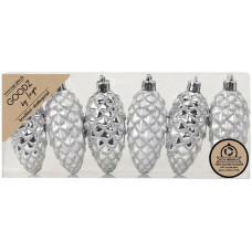 INGES CHRISTMAS DECOR Weihnachtsschmuck Zapfen 6 Stück, Silber