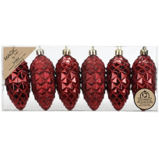 INGES CHRISTMAS DECOR Weihnachtsschmuck Zapfen 6 Stück, Rot