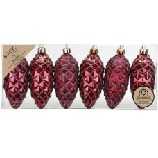 INGES CHRISTMAS DECOR Weihnachtsschmuck Zapfen 6 Stück, Bordeaux