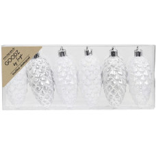 INGES CHRISTMAS DECOR Weihnachtsschmuck Zapfen 6 Stück, Weiss