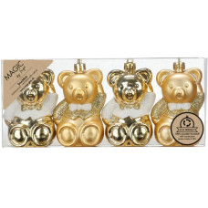INGES CHRISTMAS DECOR Weihnachtsschmuck Teddybär 4 Stück, Gold