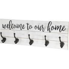 Chic Antique Wandhaken welcome to our home, Crème