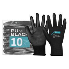ACE Arbeitshandschuh 10 Paar PureBlack PU Grösse: XL, Schwarz