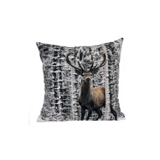 Dameco Kissen gefüllt Hirsch 40 x  40 cm, Braun/Weiss