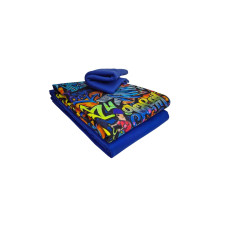 Stoffe Stoff French Terry Graffiti crazy 3-teilig, Blau, 2 x 1 m