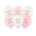 Partydeco Luftballon Welcome Baby, Weiss / Rosa, 30 cm, 6 Stück