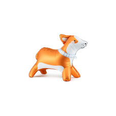 Partydeco Folienballon stehender Corgi Orange/Weiss, 88 x 70 cm
